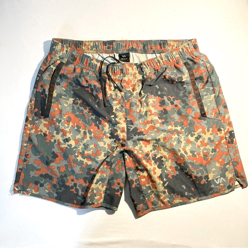 COPY - RVCA Camo Swim Shorts - Orange and Gray